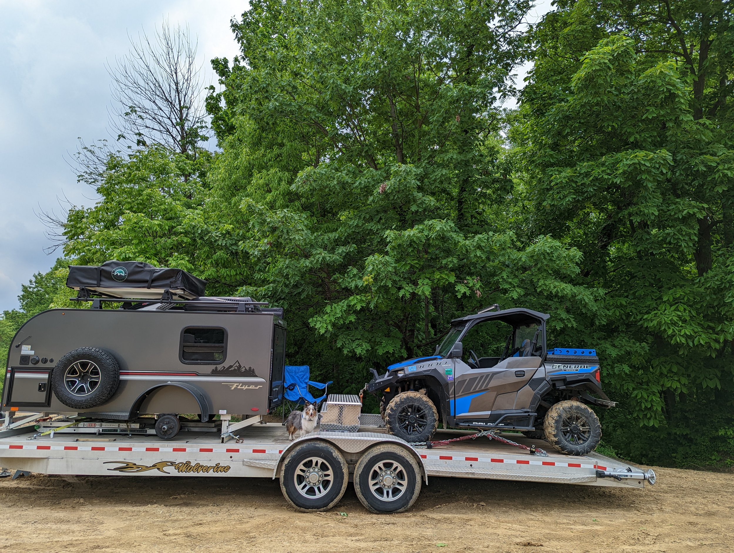  My Current Setup, Remmy Rides in the truck while moving!  LOL 