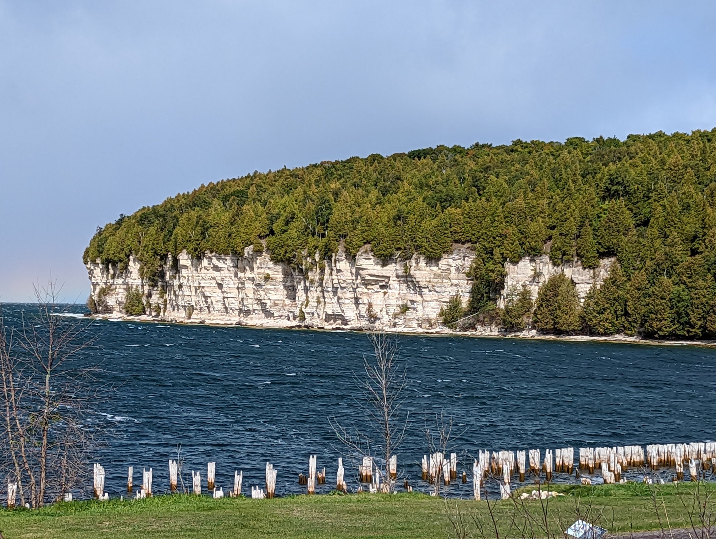  A view of the trees and Lake Michigan from the Fayette State Park near Garden, Michigan 